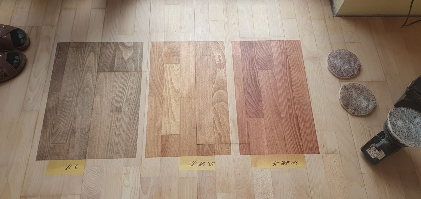 Pallmann Color Collection Musteranlage mit drei Farbtönen direkt auf dem Kundenboden